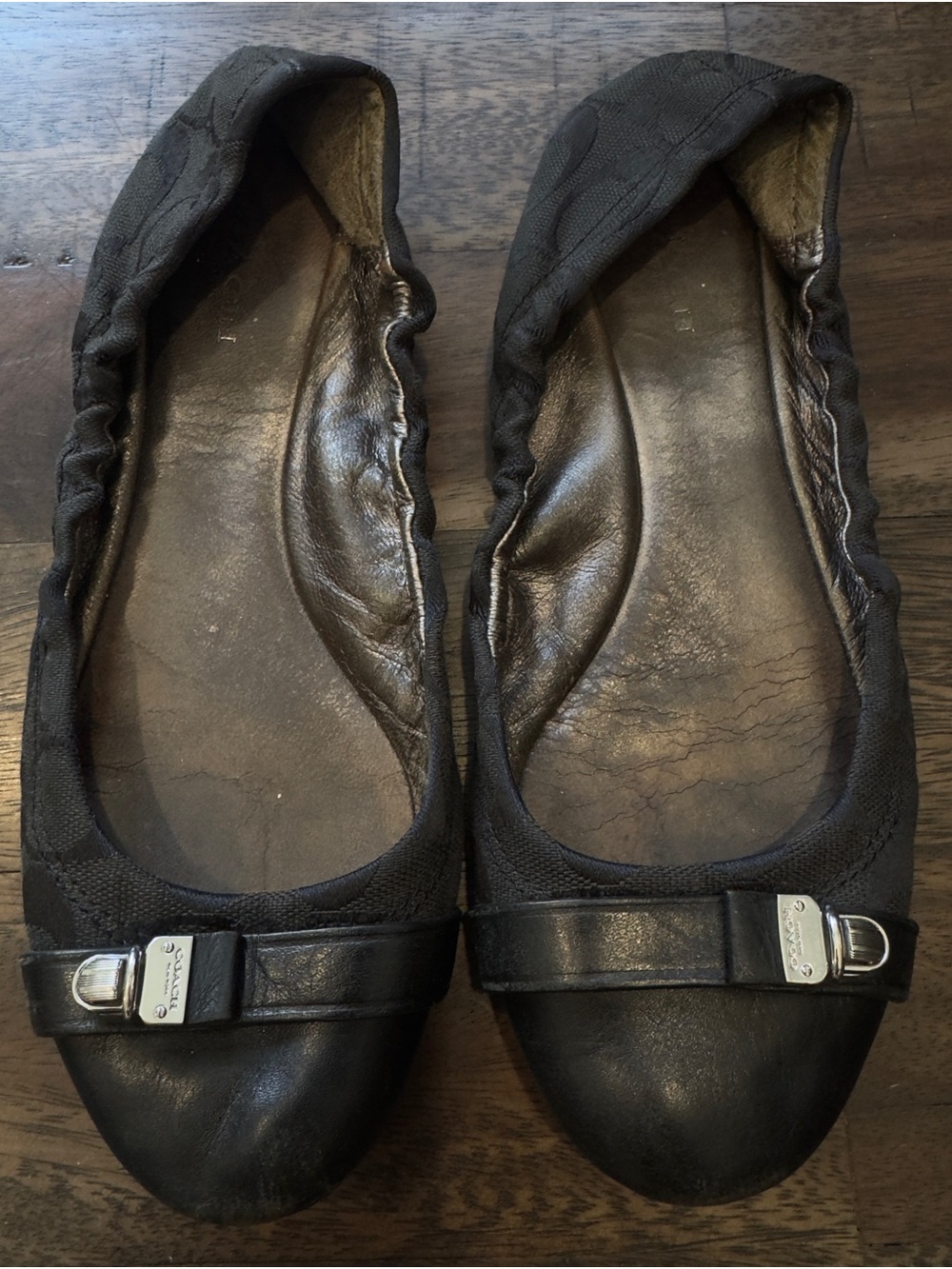 Coach Black Leather & Fabric Ballet Flats size 7